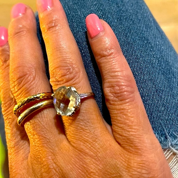 Final Price 14K Yellow Gold/ Prasiolite Checkerboard Oval Gem Ring - Picture 7 of 10